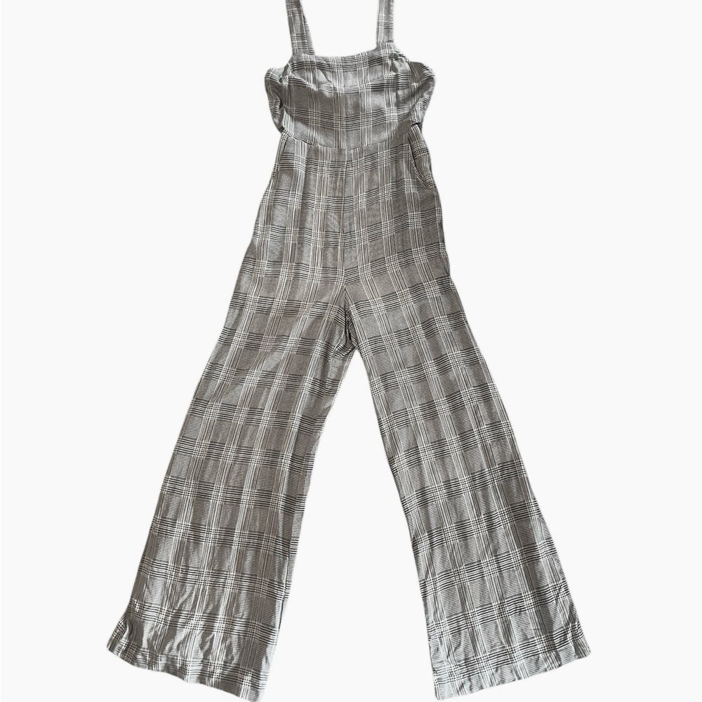 Gray Wide-Leg Jumpsuit with Tie Back